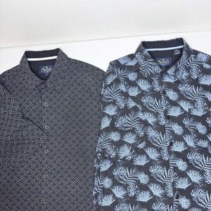 Nat Nast Bundle Of Two Silk Cotton Short Sleeve Button Blue Shirt Mens Large‎